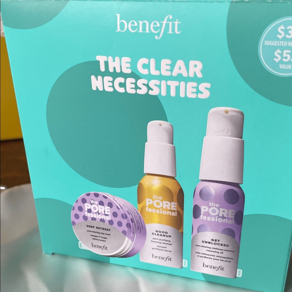 Benefit The Clear Necessities Porefessional Set — Teal, Purple & Gold. New.